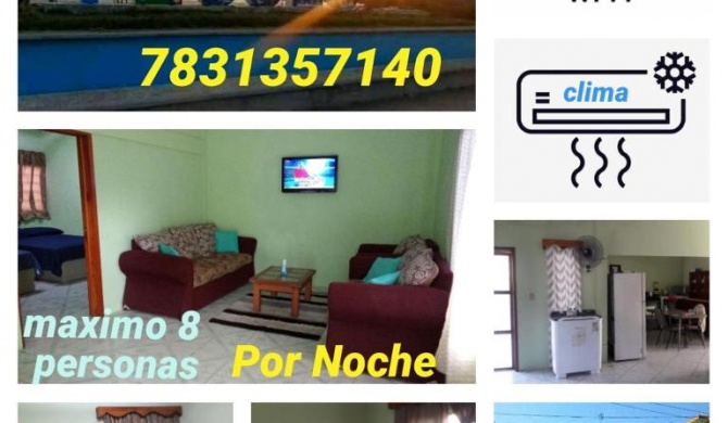 CASA CON TODO LOS SERVICIOS Y 2 RECAMARAS CLIMATIZADAS CON 2 CAMAS CADA UNO PARA 8 PERSONAs