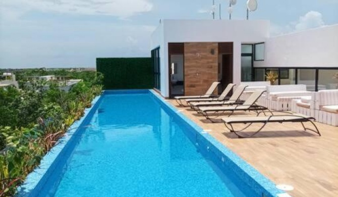 1BR de lujo w/GYM & Rooftop pool Aldea zamá Tulum