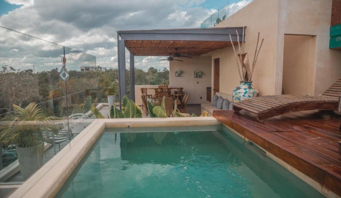 Kataleya Tulum by Zaazil - New Luxury Amazing Combo for 20 people - Penthouse plus Aptartments , Private Pool, Terrace , Roof Top and Hot Tub in Luum Zama in the Jungle