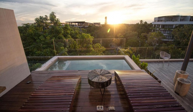 Kataleya Tulum by Zaazil - New Luxury Penthouse 3-level, 3240 sqft , Private Pool, Terrace and Roof Top in Luum Zama in the Jungle